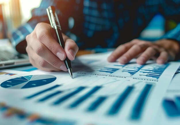 Photo of account person writing on a paper by hand with a pen