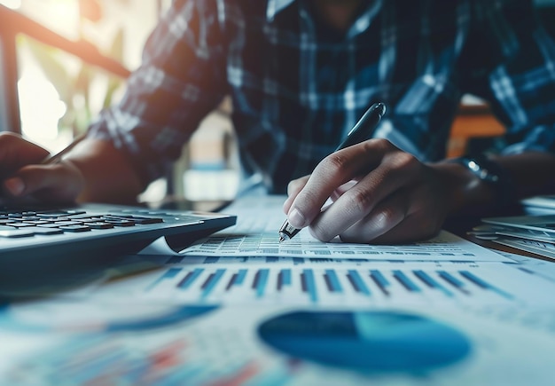 Photo of account person writing on a paper by hand with a pen