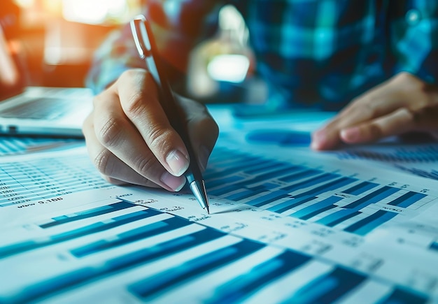 Photo of account person writing on a paper by hand with a pen