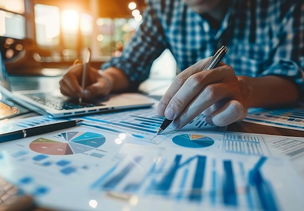 Photo of account person writing on a paper by hand with a pen