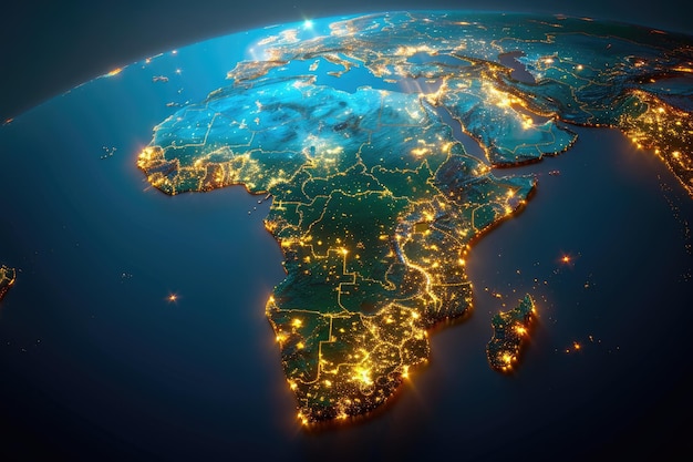 Photo of Africa Earth at Night and the Lights of Cities