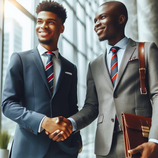 photo african business male people shaking hands