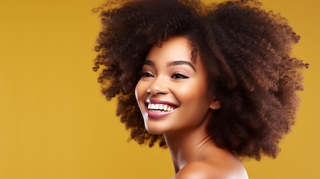 Photo Afro beauty smiling pretty afro woman for beauty concepts