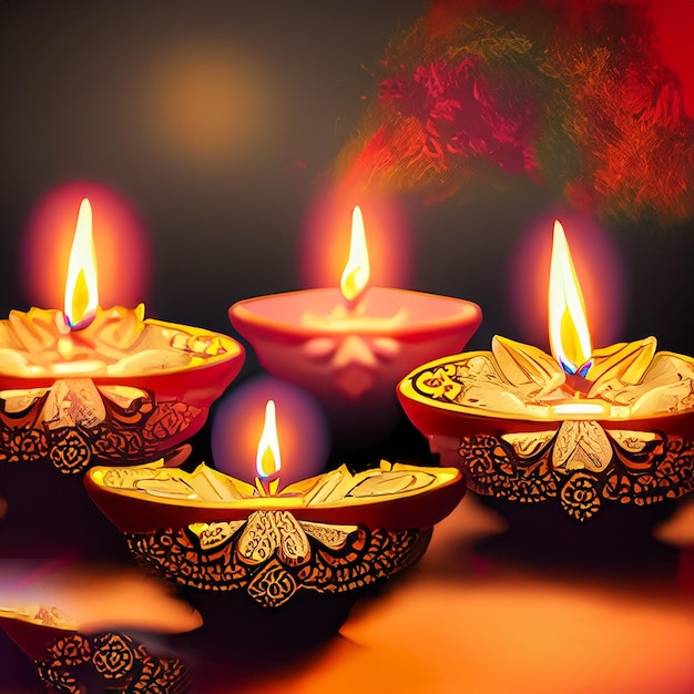 Photo ai generated illustrationof diwali hindu festival of light celebration diya oil lamp