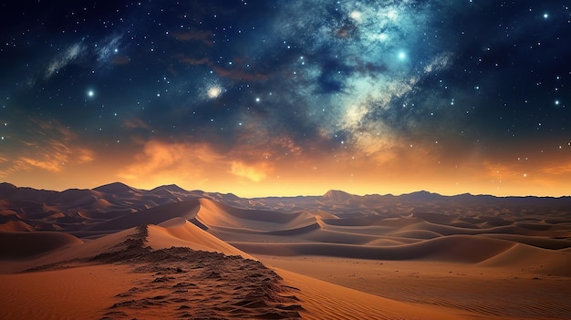 Photo amazing milky way over the sand dunes Generative AI