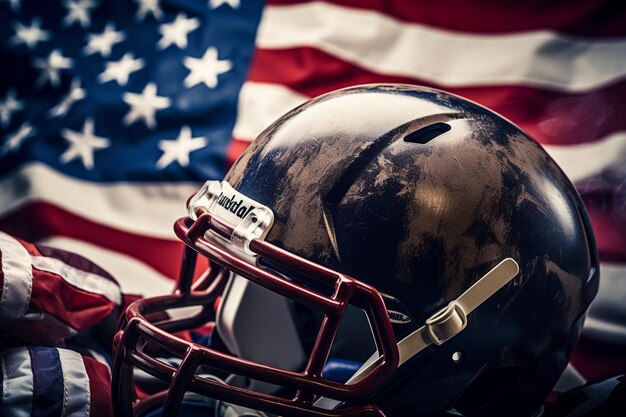 Photo american football american football equipment helmet ball closeup on the of the american