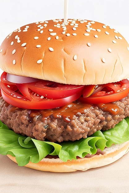 Photo american hamburger with america flag