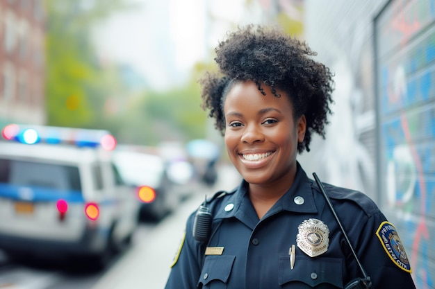 Photo of american woman working as police officer