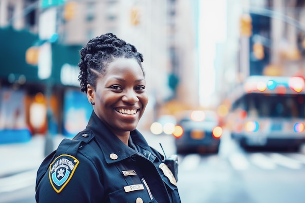 Photo of american woman working as police officer