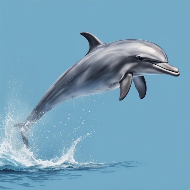 Photo animal illustration playful dolphin jumping in blue water ai generated