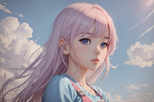 Photo anime portrait of a beautiful girl