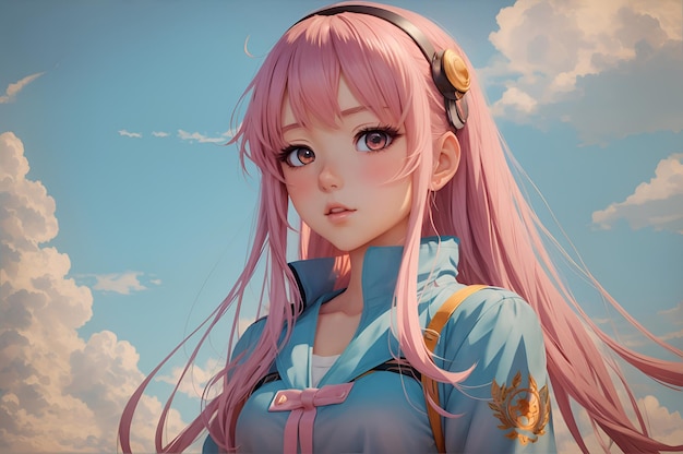 Photo anime portrait of a beautiful girl