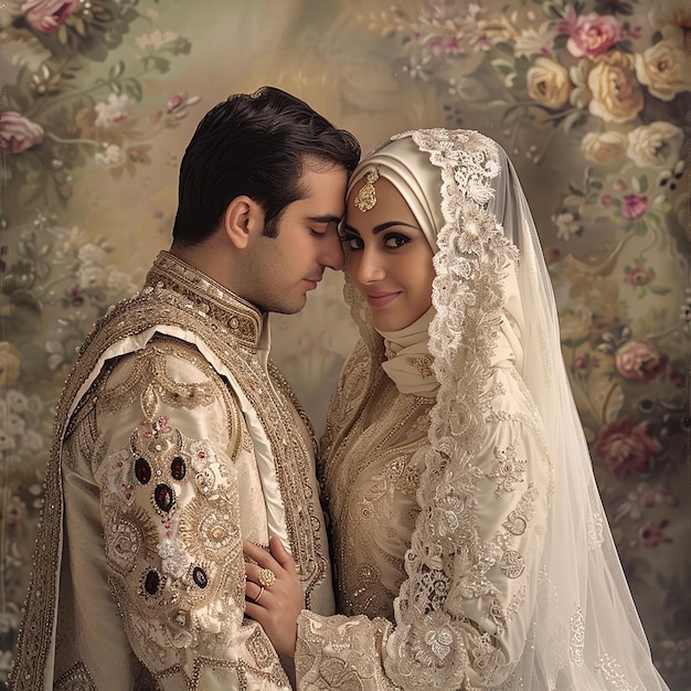 Photo photo of a arabian wedding couple photo