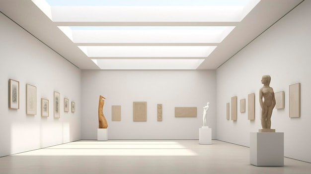 A photo of an art gallery with minimalist