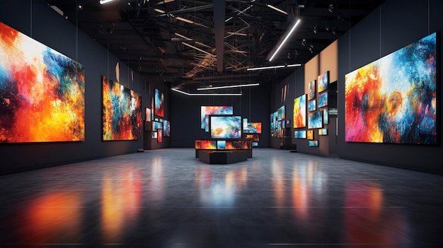 A photo of an art gallery with modern installation