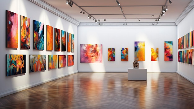 A photo of an art gallerys abstract art section