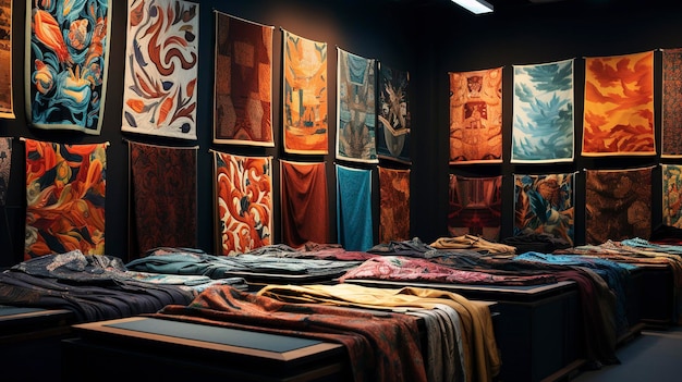 A photo of an art gallerys display of textile