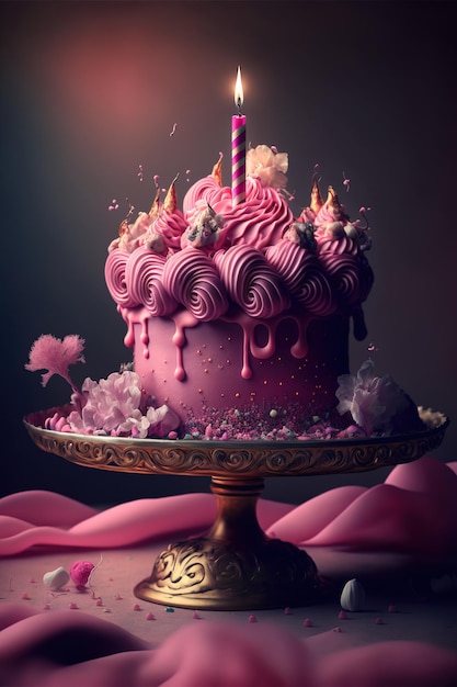 A photo of an artistic cake with a unique abstract design in multiple colors generative ai