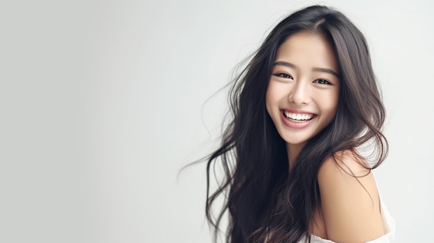 Photo Asian beauty smiling pretty asian woman for beauty concepts