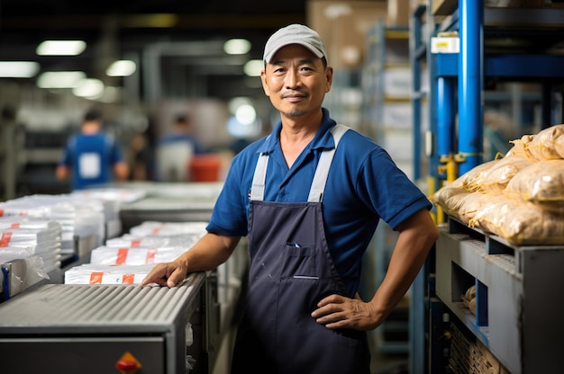 Photo of Asian worker in sorting warehouse High quality photo