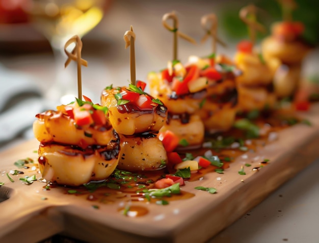 Photo photo of assorted tapas on beige background