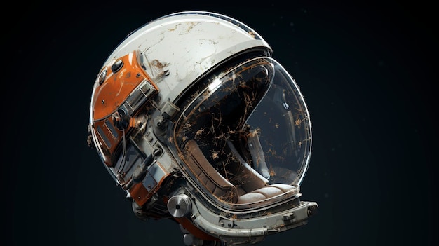 A photo of an astronaut's helmet reflecting the cosmos