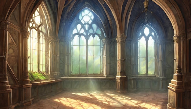 Photo background of the game castle hall knight illustration image ai generated art generated by AI