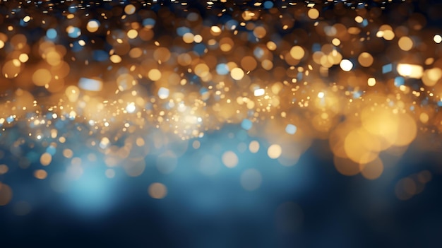 a photo of a background with gold glitter and a blue background