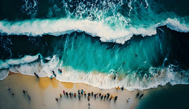 A photo of a beach with people on it