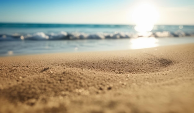 a photo of a beach with the sun shining on the sand