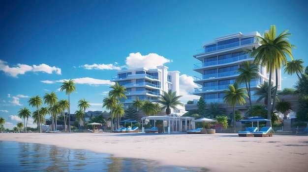 A photo of a beachfront condominium complex