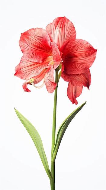 Photo of beautiful Amaryllis flower isolated on white background