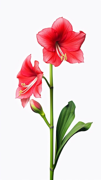 Photo of beautiful Amaryllis flower isolated on white background