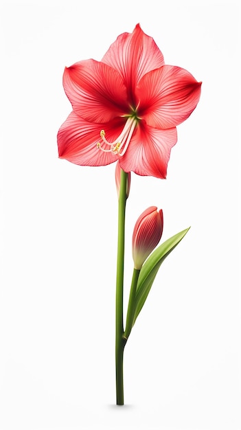 Photo of beautiful Amaryllis flower isolated on white background