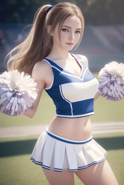 Photo of a beautiful cheerleader Energetic