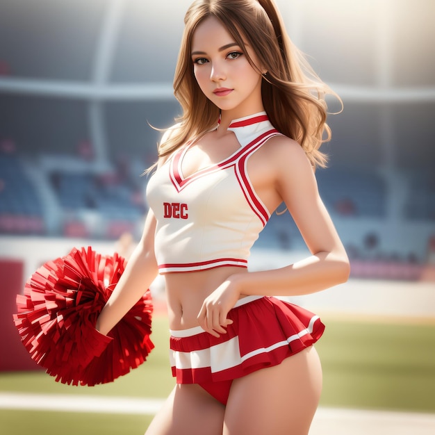 Photo of a beautiful cheerleader Energetic