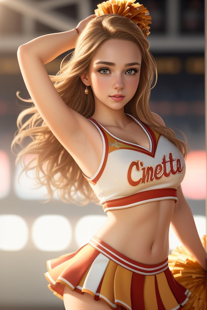 Photo of a beautiful cheerleader Energetic