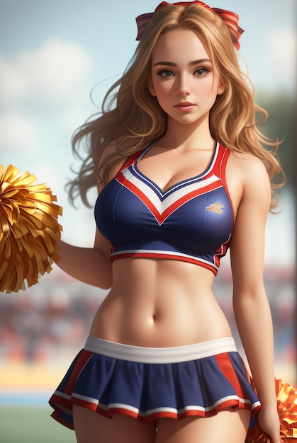 Photo of a beautiful cheerleader Energetic