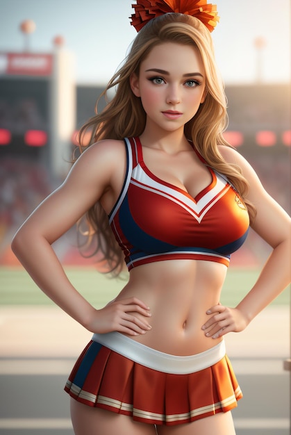 Photo of a beautiful cheerleader Energetic