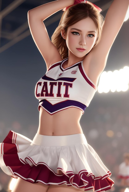 Photo of a beautiful cheerleader Energetic