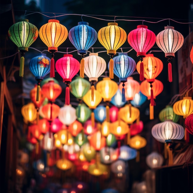 photo of beautiful colorful chinese lanterns