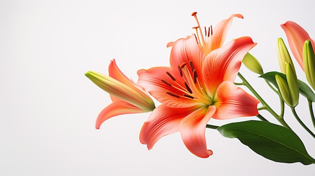 Photo of beautiful Lilium flower isolated on white background