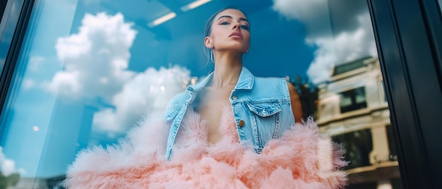 Photo of a Beautiful Model in a Light Pink Fluffy Dress