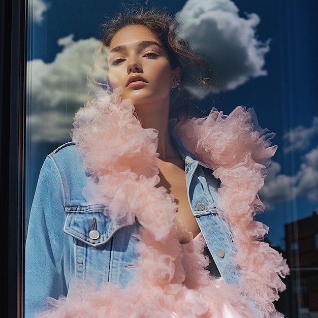 Photo of a Beautiful Model in a Light Pink Fluffy Dress