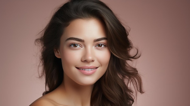 photo beautiful natural young woman portrait generated by AI