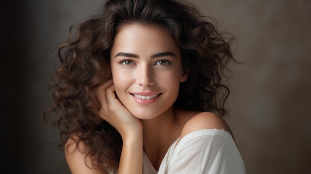 photo beautiful natural young woman portrait generated by AI