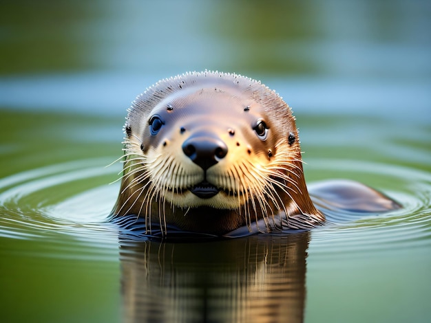 Photo a beautiful otter animal with a DSLR camera