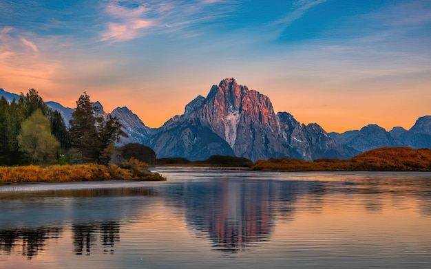 Photo of a beautiful photo of the ocean and mountains in the background