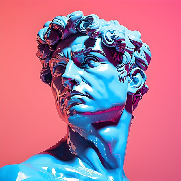 photo beautiful roman figure carving on colorful background generative ai