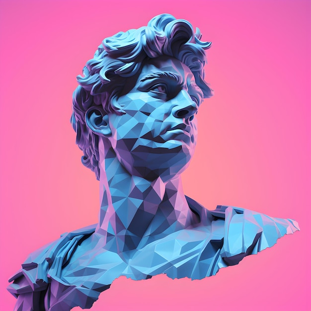 photo beautiful roman figure carving on colorful background generative ai